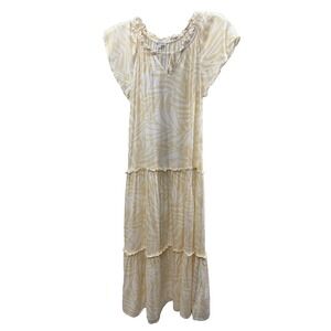 Patrons of Peace S Boho Hippie CottageCore Cream/White Tiered Beach Maxi Dress‎